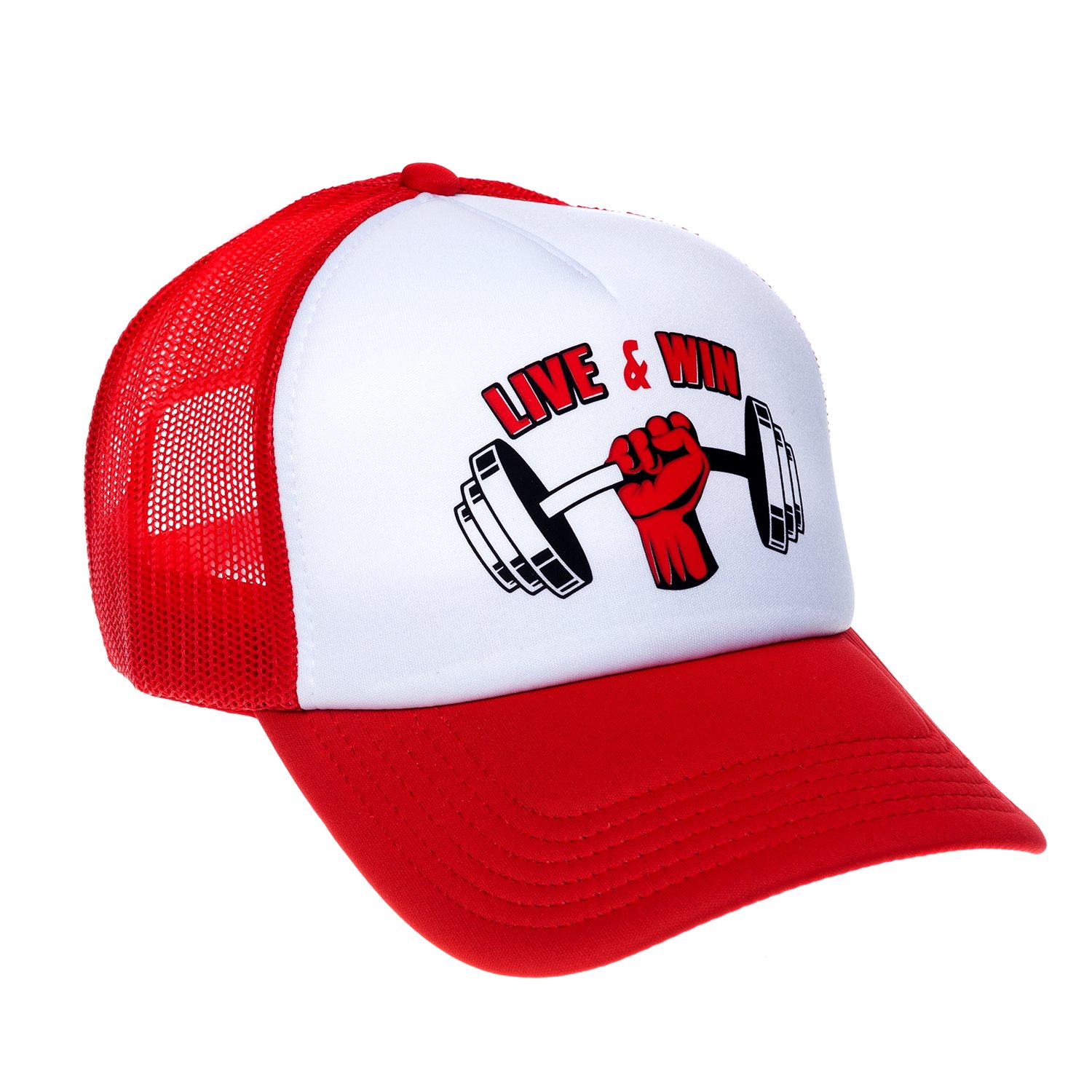 Baseball cap Live&Win, red, with hand