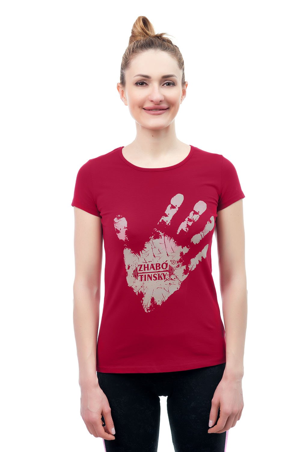 Women's T-shirt Hand of the winner, burgundy, size XS