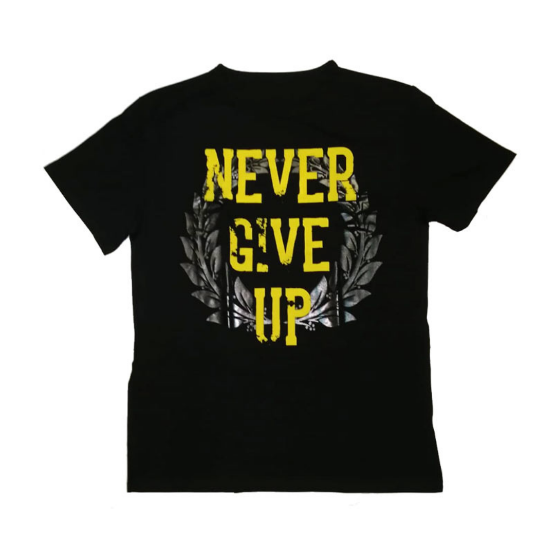 Men's T-shirt Never give up, black, S